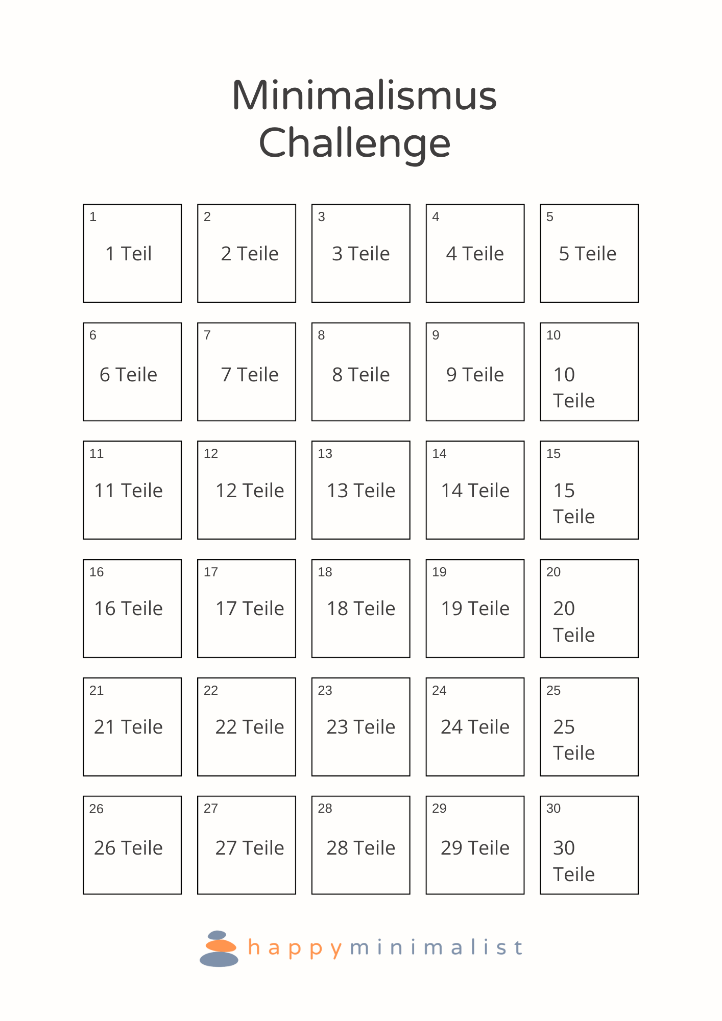 30 Tage Minimalismus Challenge
